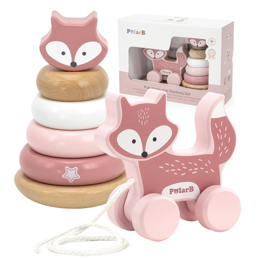 Wooden Set: Pyramid + Fox for Pulling