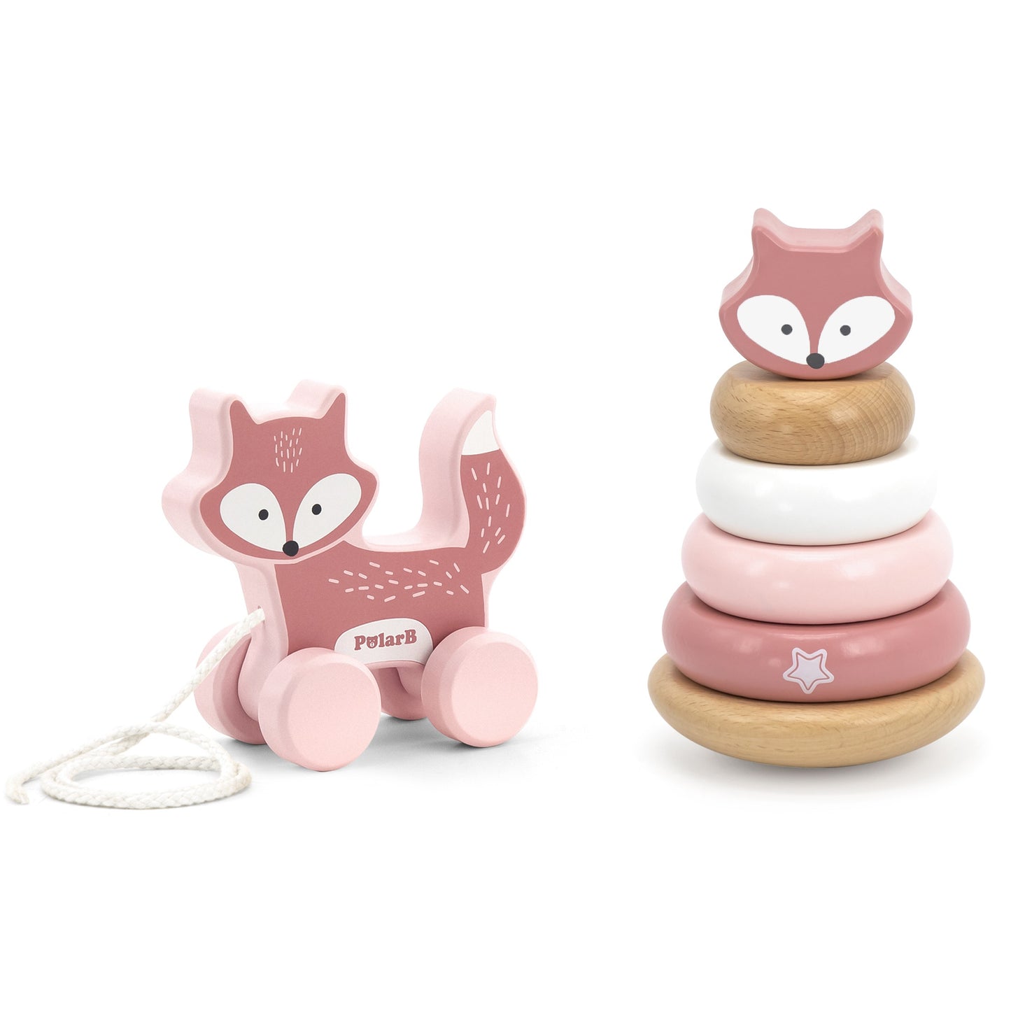 Wooden Set: Pyramid + Fox for Pulling